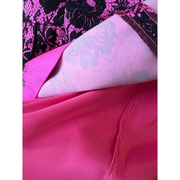 Milly Minis Girls Sleeveless Pink Black Lace Dress Crew Neck Peplum Size 14 - Picture 4 of 11